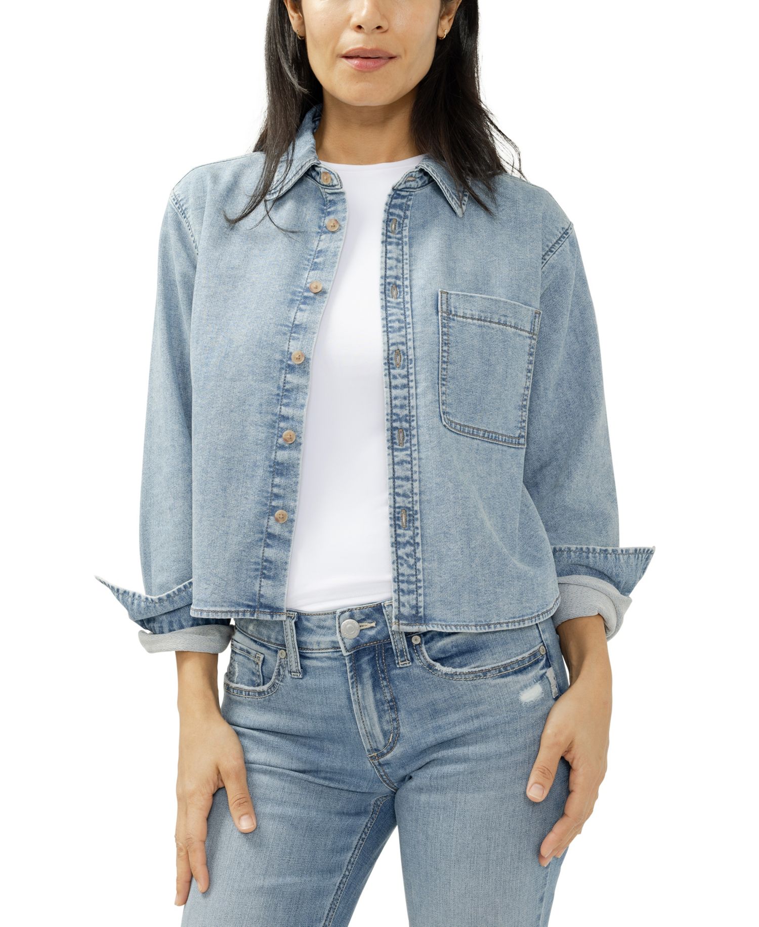 Women's Button-Front Knit Flex Shirt