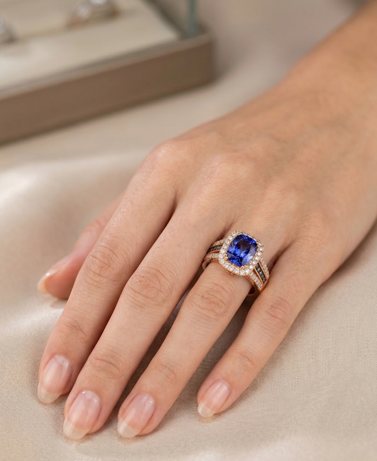 Le Vian Blueberry Tanzanite (1-7/8 ct. t.w.), Nude Diamond (1/2 ct. t.w.) & Chocolate Diamond (1/10 ct. t.w.) Ring in 14k Strawberry Gold