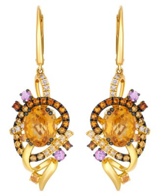 Crazy Collection Cinnamon Citrine&reg;,  Multi-Gemstone & Vanilla Diamond (1/8 ct. t.w.) Drop Earrings in 14k Honey Gold