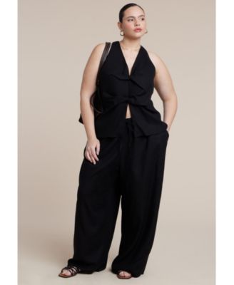 Women's Drawstring Wide Leg Linen Pant