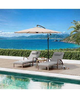 Adjustable Wicker Outdoor Chaise Lounge Chair with Wheels and Thick Washable Cushion, 5-Position Rattan Patio Recliner for Pool and Garden