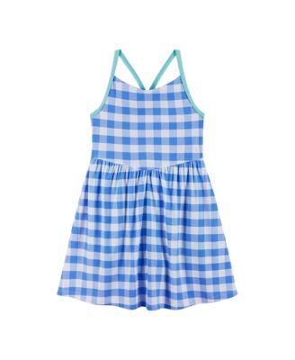 Andy Evan Girls Andy and Evan Gingham Knit Skort Dress - Blue gingham 59$