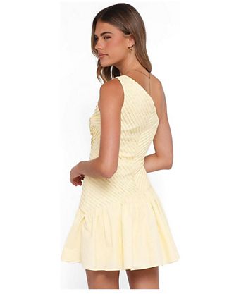 yellow dress semi formal WEDTREND Women One Shoulder Lemon Sheath Formal Dress, Lemon Yellow / US18W Featuring a flattering sweetheart neckline Jovani Prom 43697 Dolly's Prom
