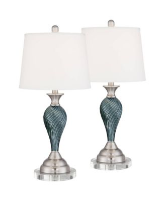 Arden Coastal Table Lamps 26 Inches High Set of 2 Glass Twist with Round Risers Empire Shade for Bedroom Living Room Bedside House