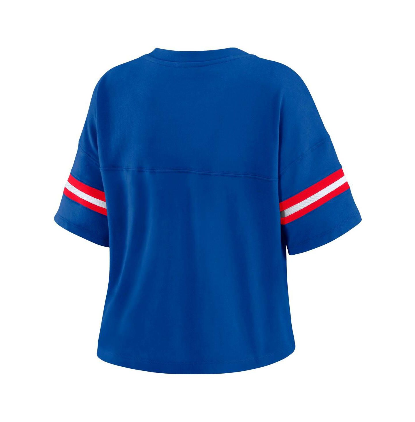 Женская футболка WEAR by Erin Andrews Royal Philadelphia 76ers Plus Size Color Block Boxy V-Neck — фото 3