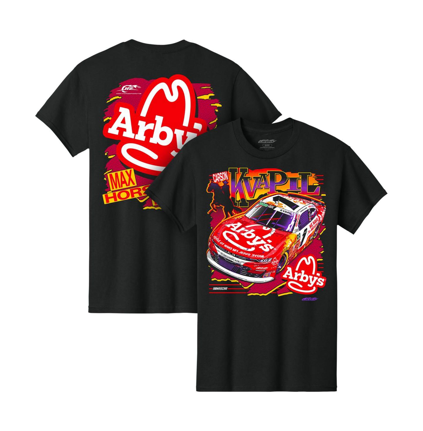 Мужская футболка JR Motorsports Official Team Apparel Black Carson Kvapil Arby's — фото 1