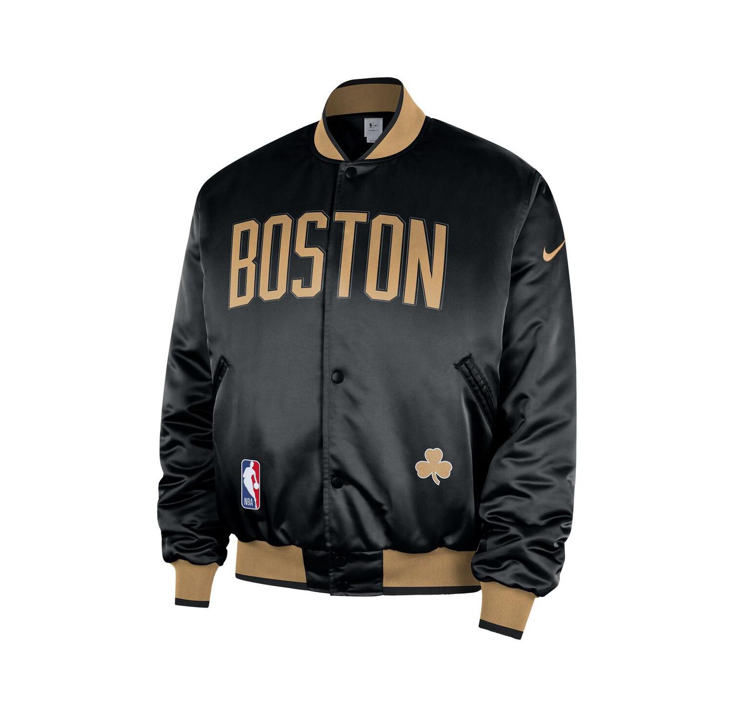 Men's Black Boston Celtics 2025/26 City Edition Remix Courtside Full-Snap Bomber Jacket