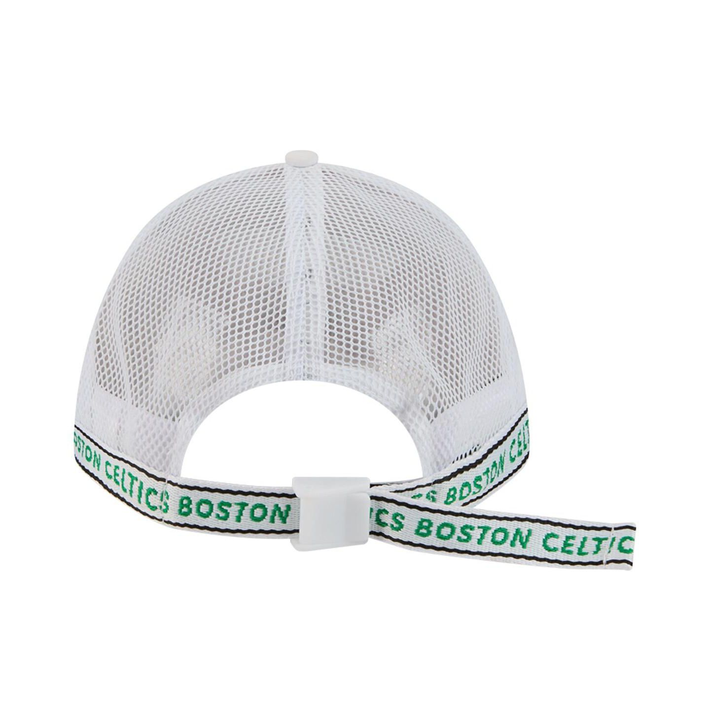 Мужская кепка New Era White Boston Celtics Featherweight Team Tape 9FORTY M-Crown A-Frame Adjustable Hat — фото 4