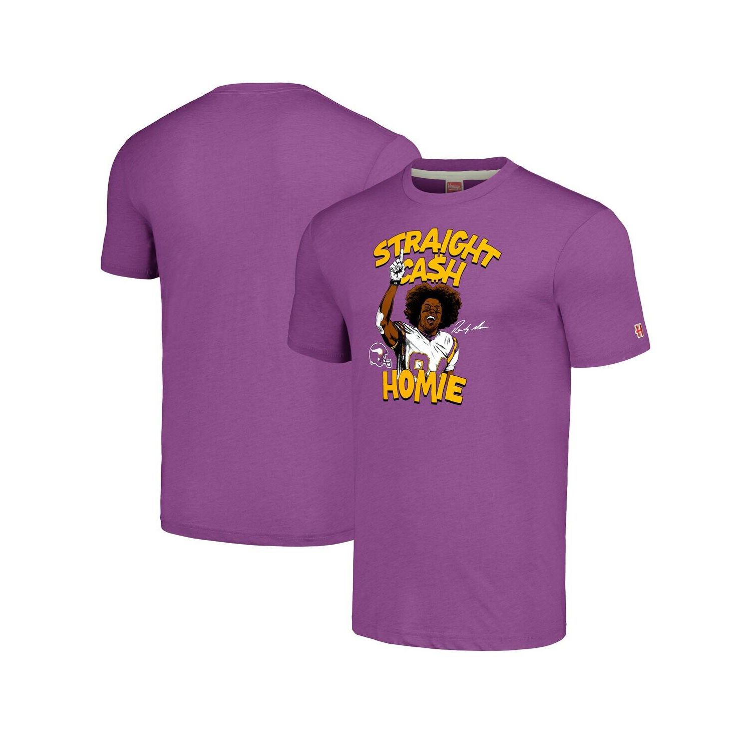 Men's and Women's Randy Moss Heathered Purple Minnesota Vikings Caricature Retired Player Tri-Blend T-Shirt