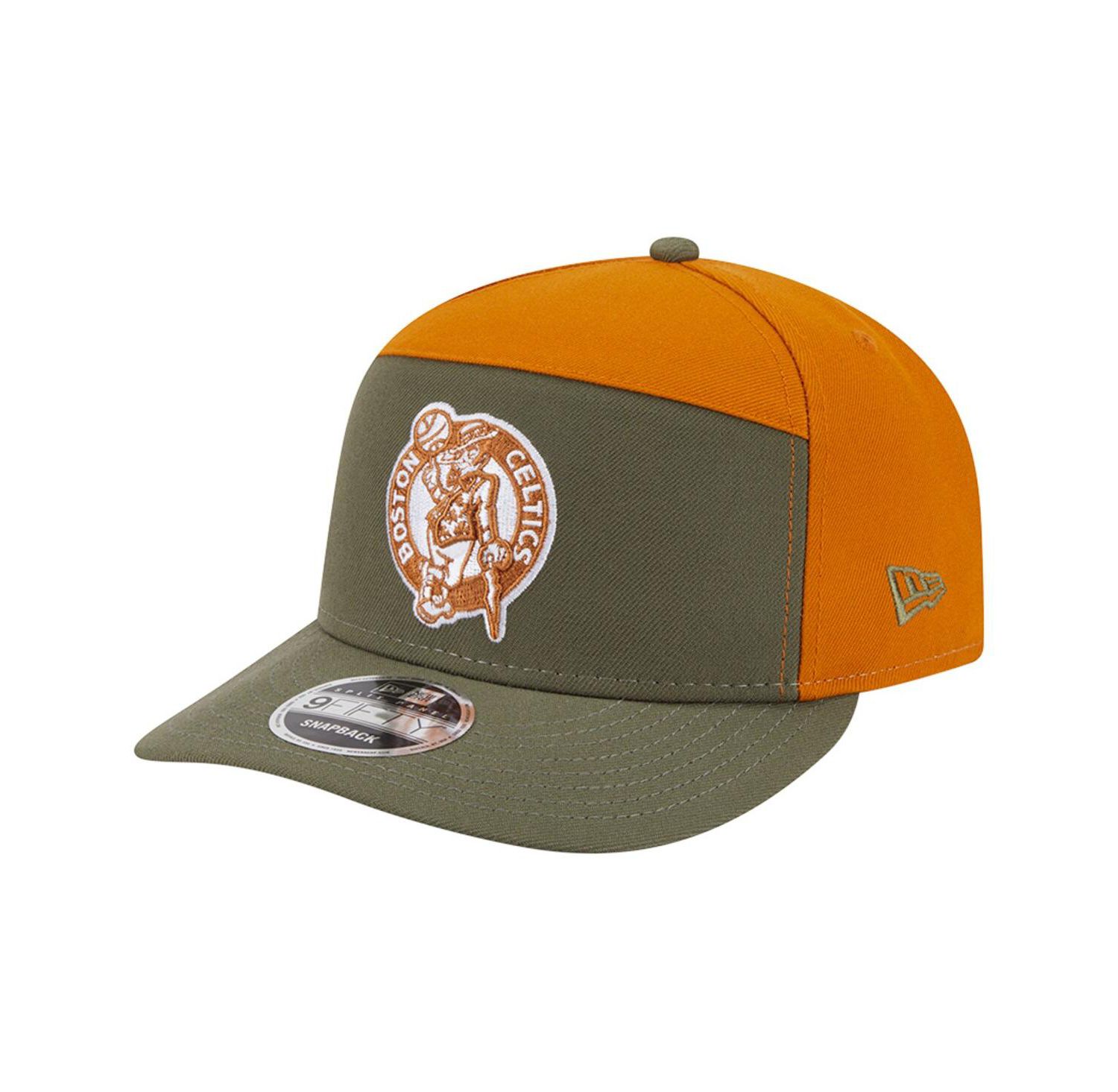Men's Olive/Burnt Orange Boston Celtics Two-Tone Color Pack Split Panel 9FIFTY Adjustable Hat