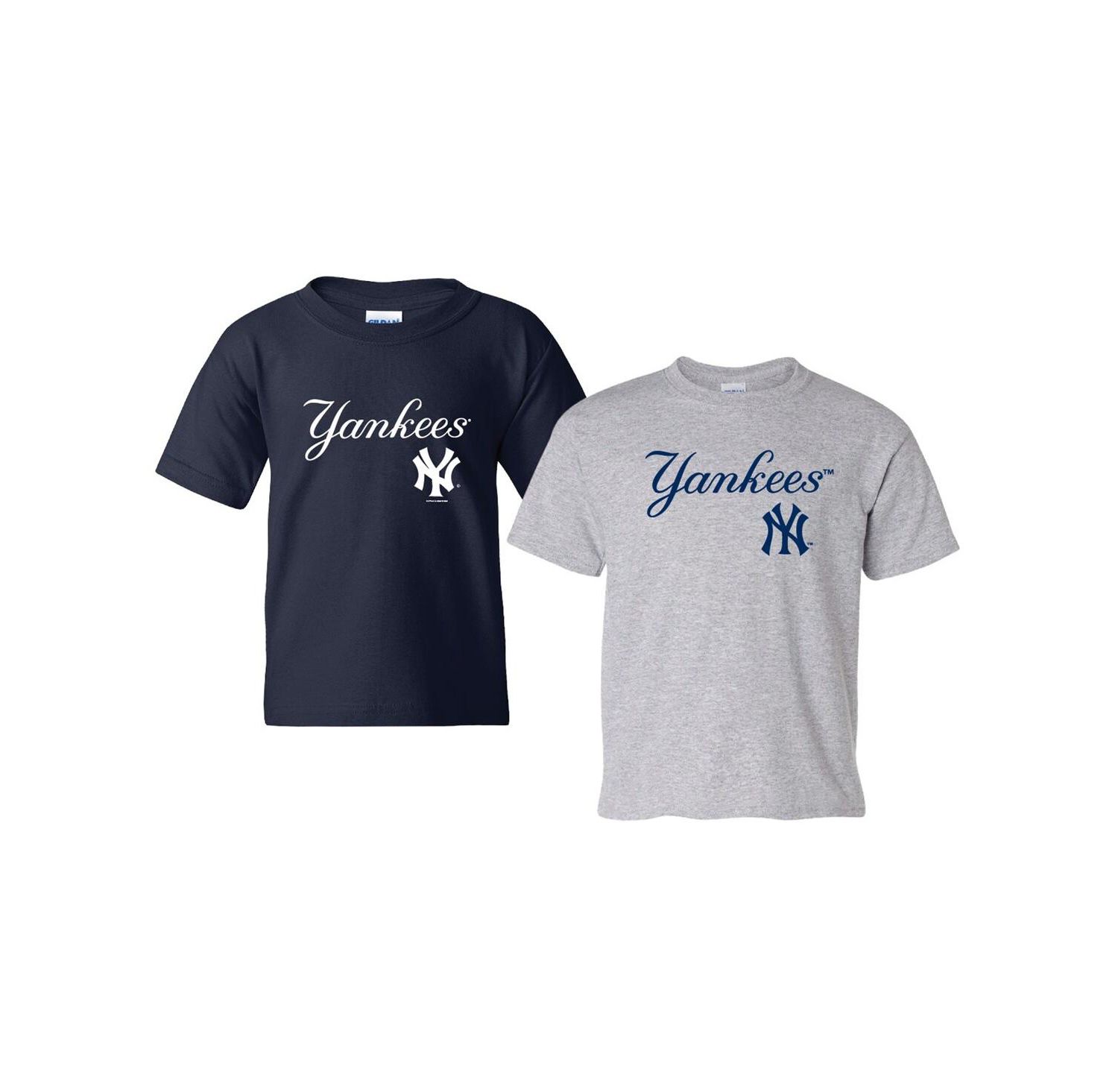 Big Boys and Girls Navy/Heather Gray New York Yankees 2-Pack Logo T-Shirt Set