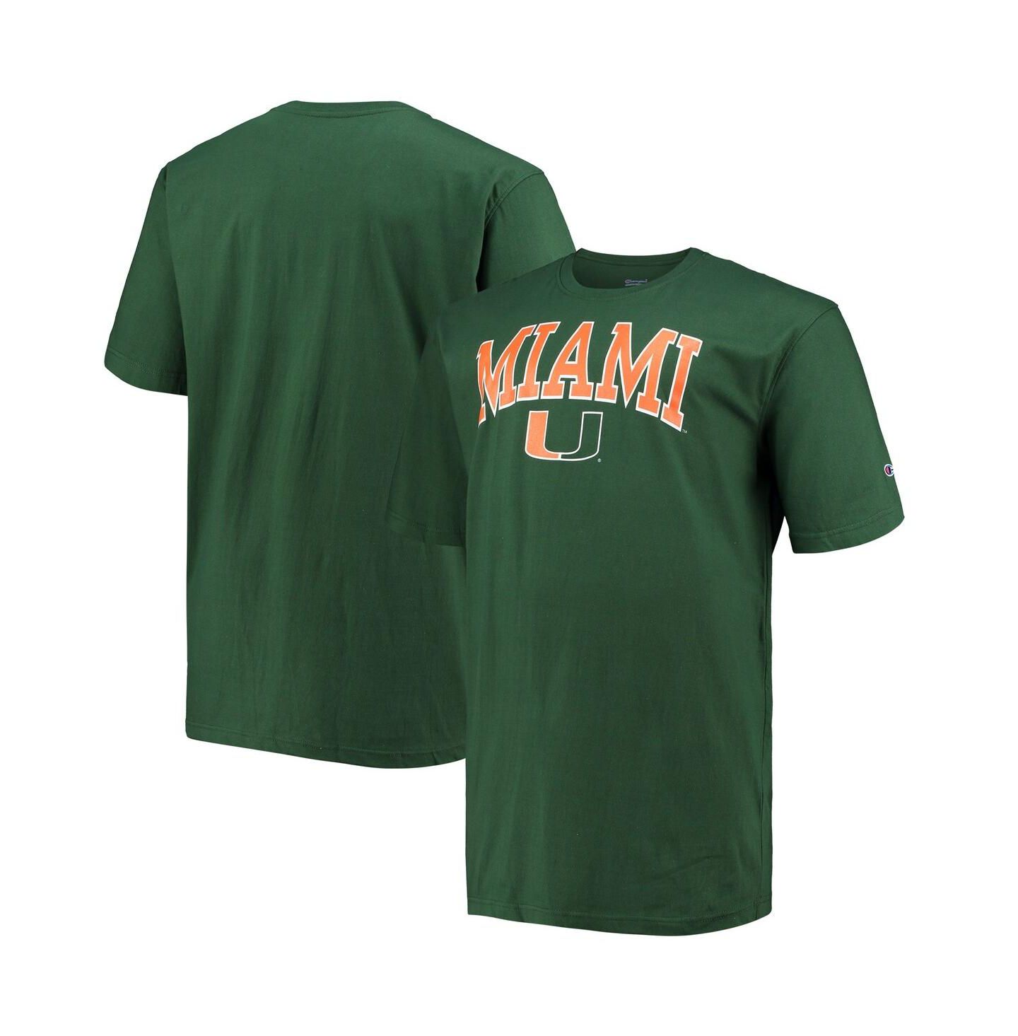Мужская футболка Champion Green Miami Hurricanes Big & Tall Arch Over Wordmark — фото 1