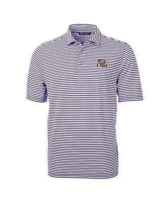 Men's Purple LSU Tigers Virtue Eco Pique Stripe Polo Shirt
