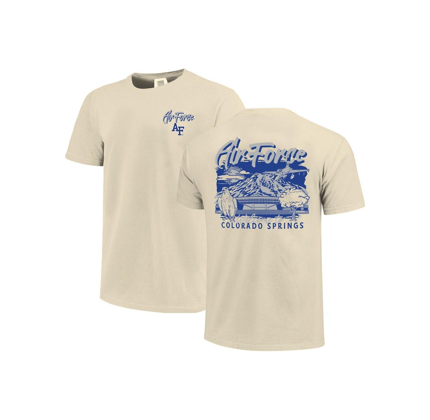 Men's Natural Air Force Falcons Comfort Colors Hand-Drawn Campus Stack T-Shirt