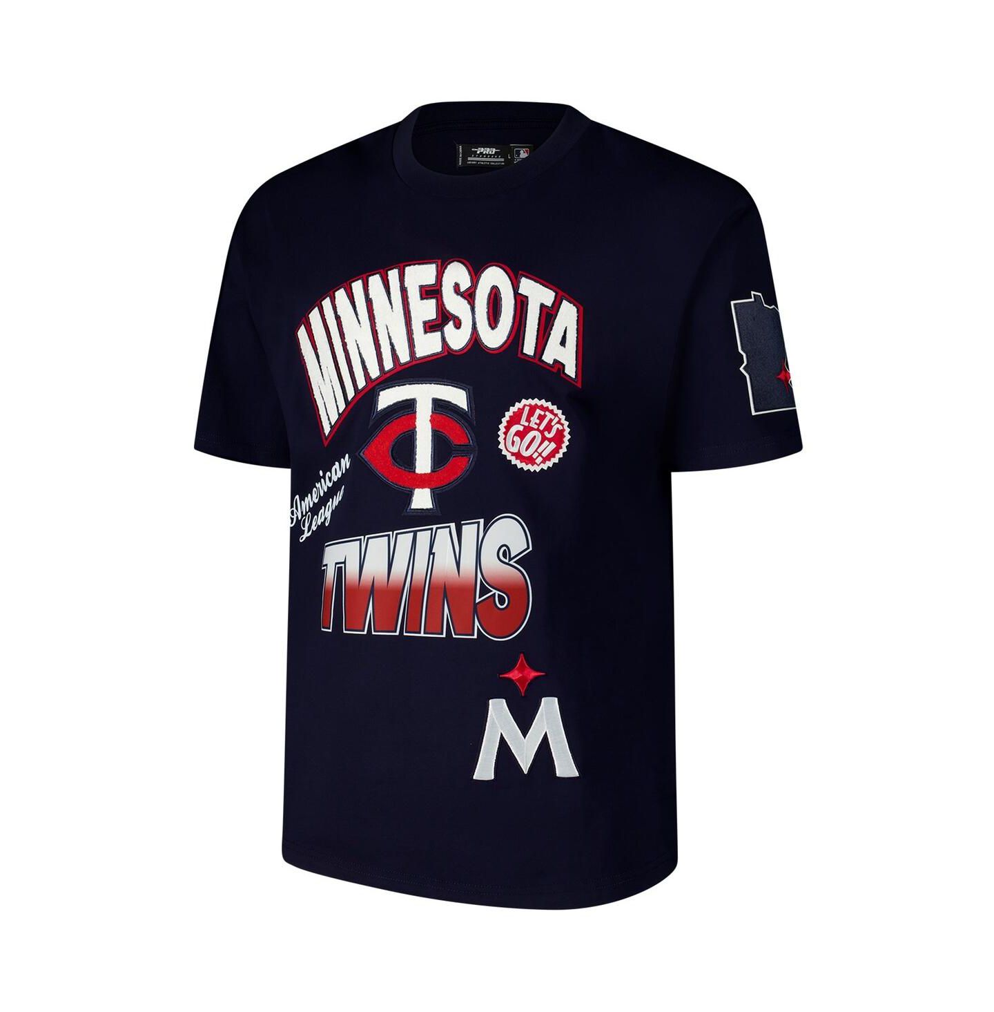 Мужская футболка Pro Standard Navy Minnesota Twins Turn It Up Dropped Shoulder — фото 2