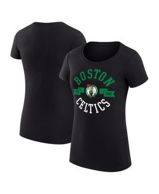 Women's Black Boston Celtics Super-Slim Fit Lightweight Large City Logo T-Shirt