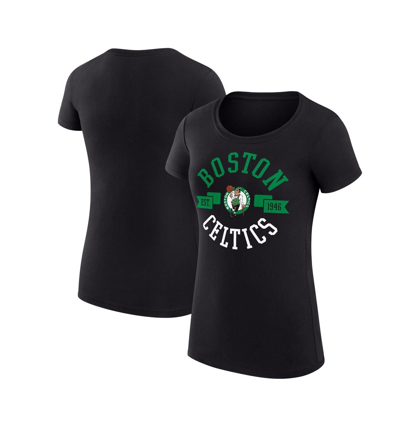 Женская футболка G-III 4Her by Carl Banks Black Boston Celtics Super-Slim Fit Lightweight Large City Logo — фото 1