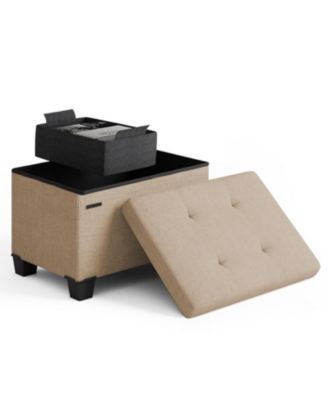 16 Inch Ottoman Storage Bench with Storage Bins - Leatherette or Fabric Finish