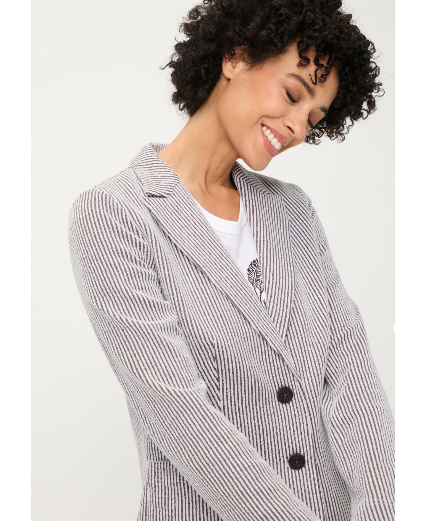 Женский пиджак Olsen Seersucker Blazer, цвет: Тёмный коричневый — фото 6