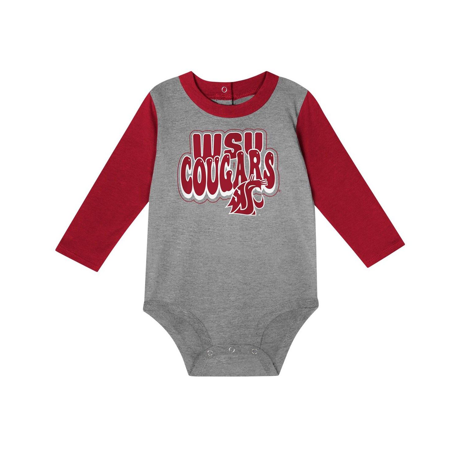 Baby Boys and Girls Crimson Washington State Cougars Double Up Long Sleeve Bodysuit Pant Set
