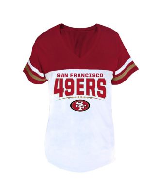 Women's Scarlet/White San Francisco 49ers Plus Size Split Body V-Neck T-shirt