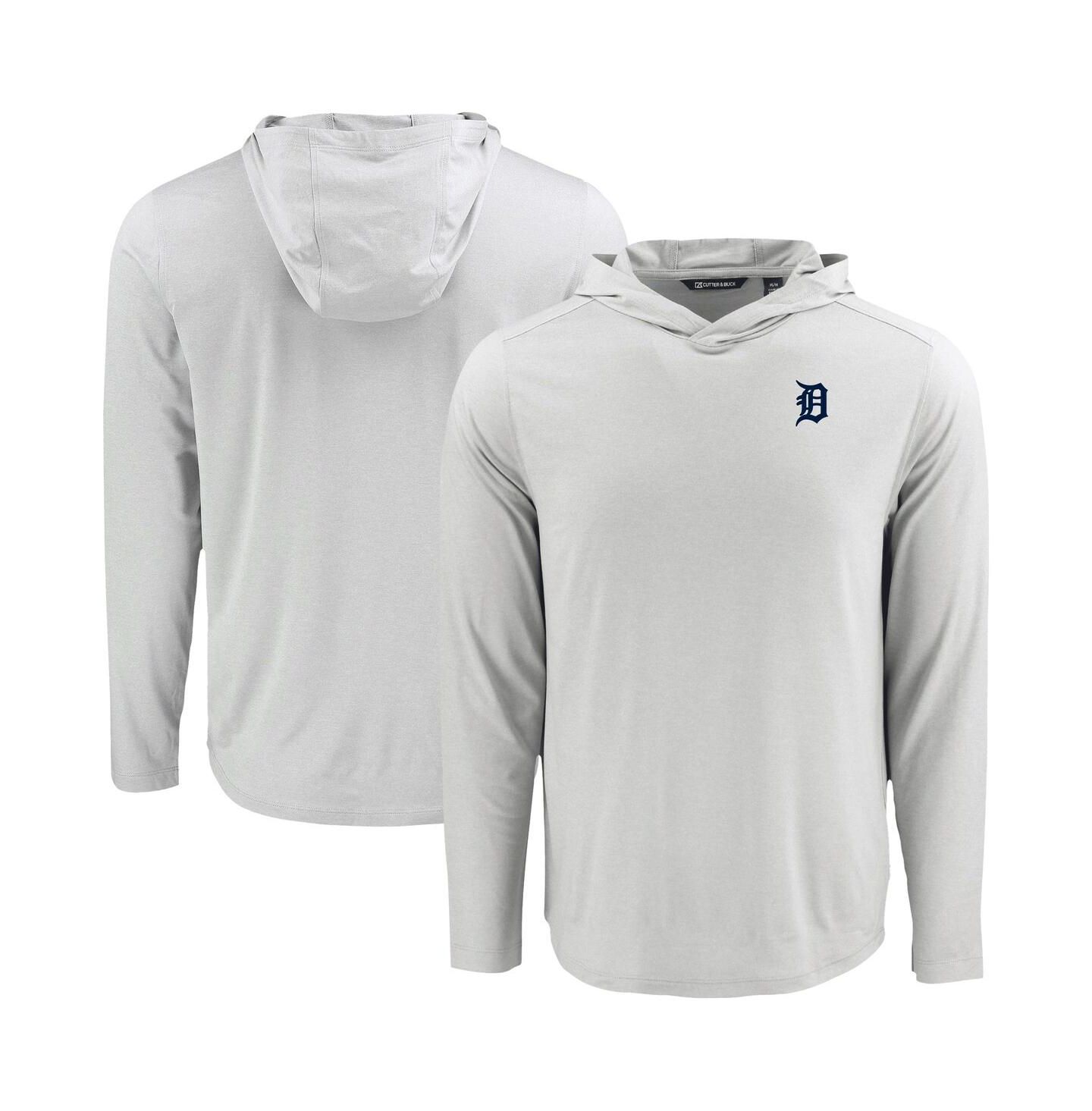 Мужское худи Cutter & Buck Gray Detroit Tigers Coastline Epic Comfort Eco Long Sleeve T-Shirt — фото 1