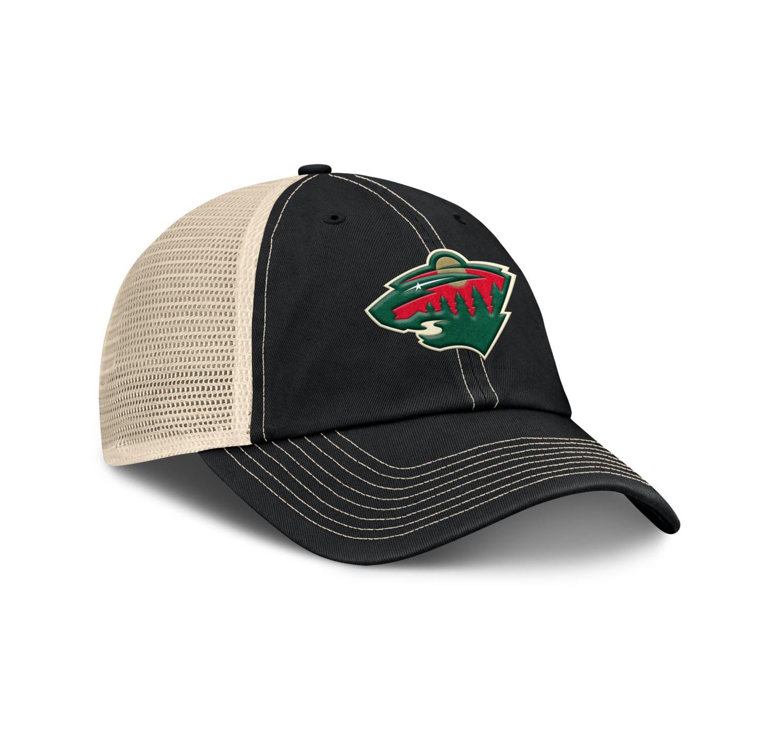 Men's Black/Natural Minnesota Wild Rival Trucker Adjustable Hat