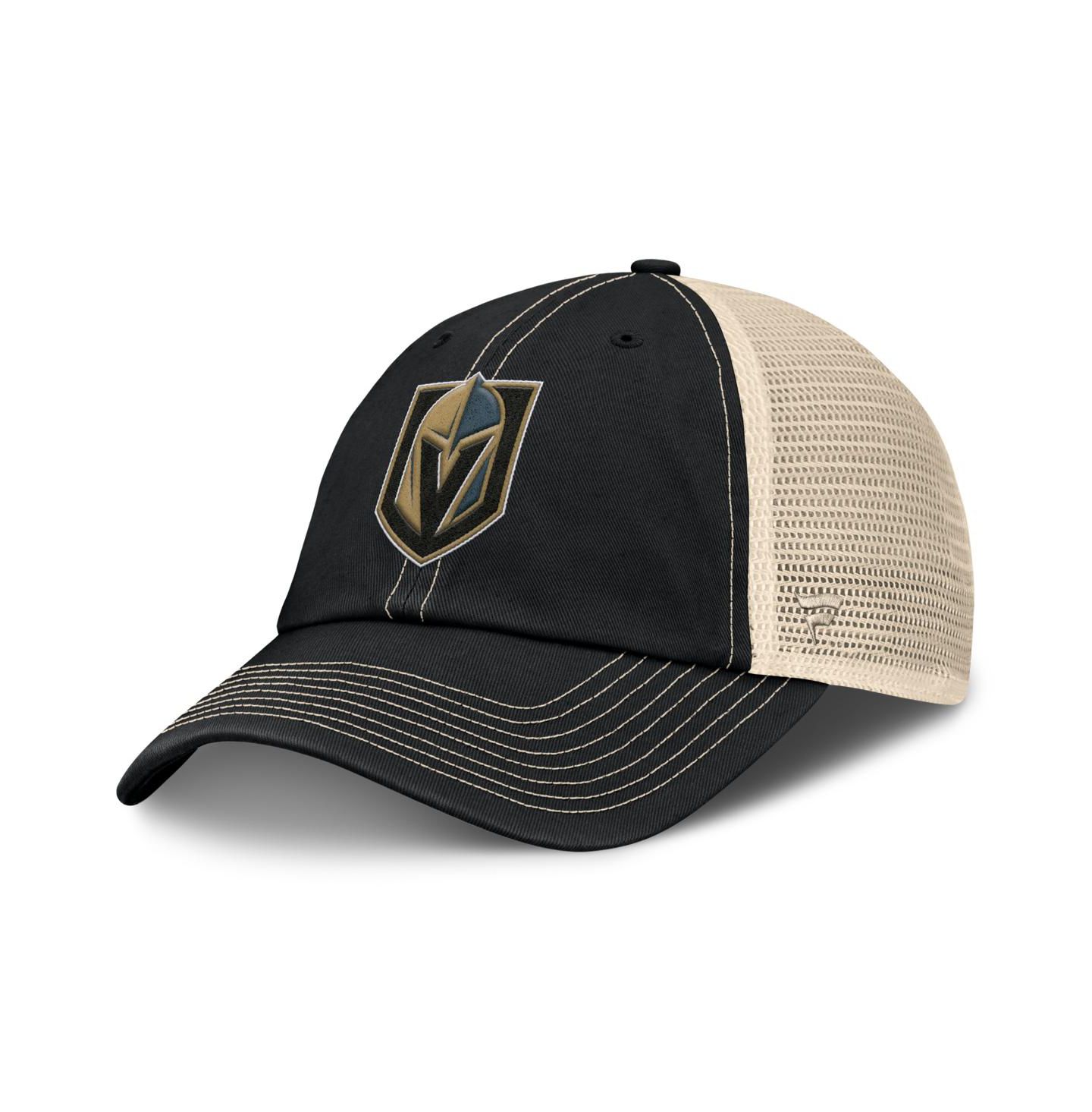 Мужская кепка Fanatics Black/Natural Vegas Golden Knights Rival Trucker Adjustable Hat — фото 1