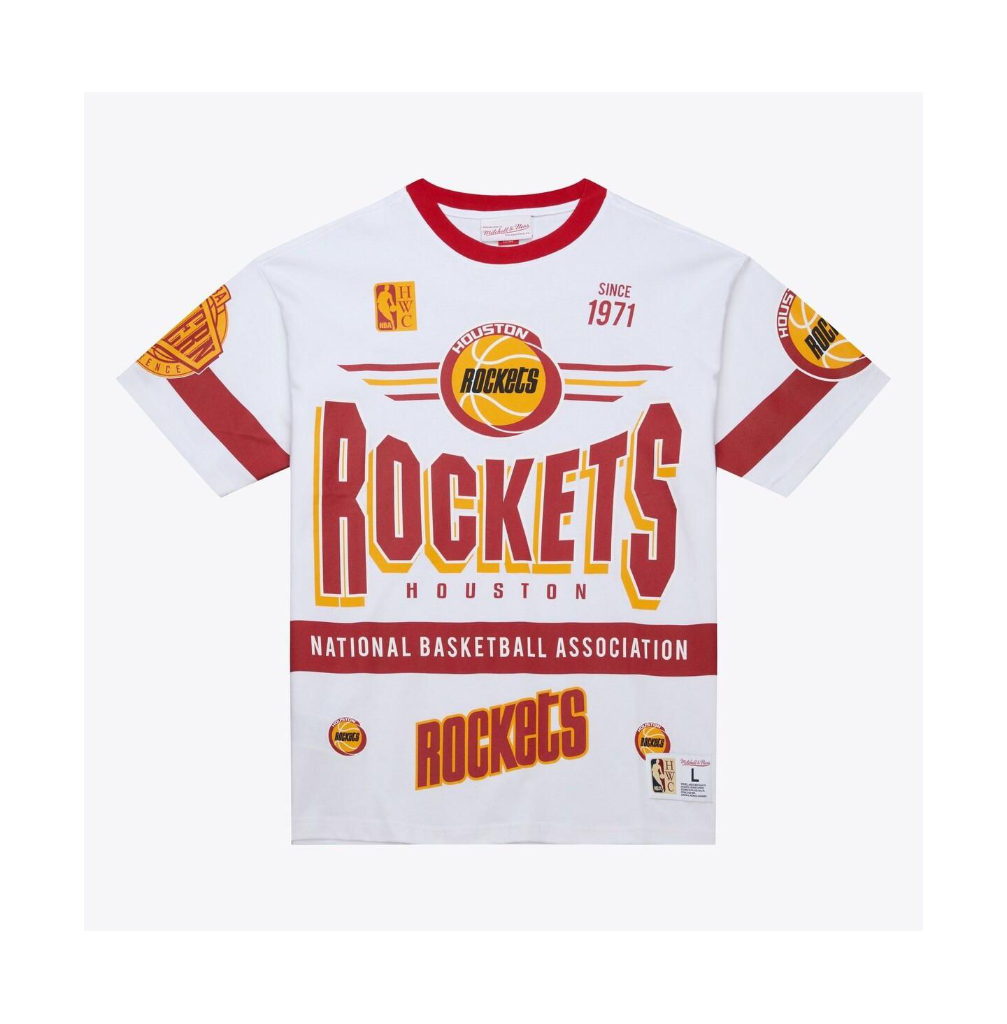 Мужская футболка Mitchell & Ness White Houston Rockets Hardwood Classics Team Origins Vintage Logo — фото 2