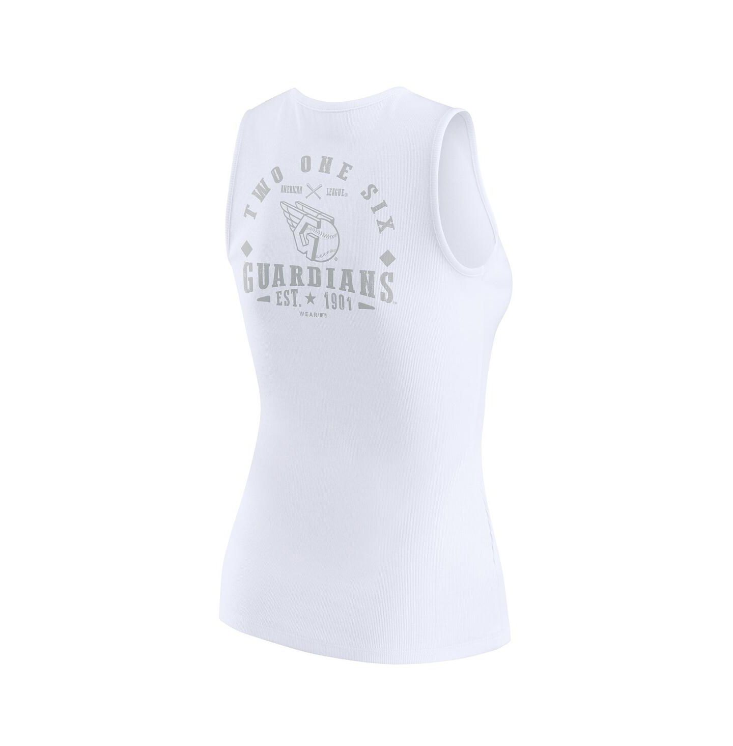 Женский топ WEAR by Erin Andrews White Cleveland Guardians Rib-Knit Henley — фото 3