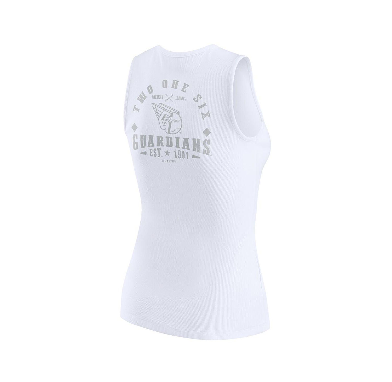 Women's White Cleveland Guardians Rib-Knit Henley Tank Top