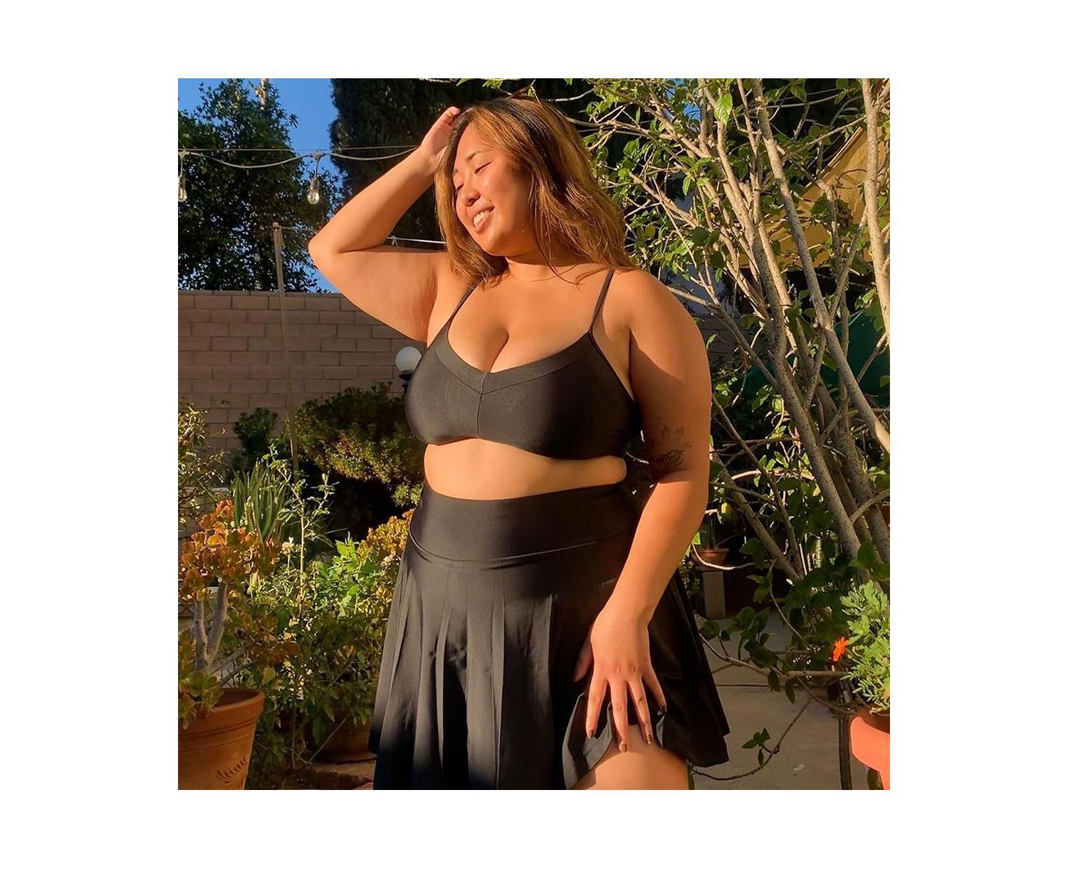 Plus Size High Waisted Chlorine Resistant Flowy Swim Skort With Attached Shorts