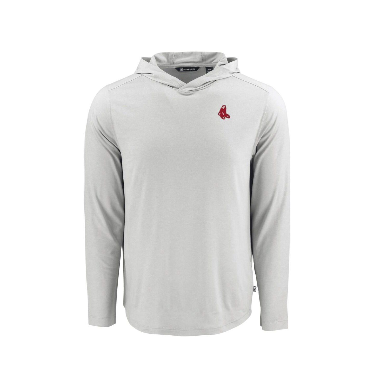Мужское худи Cutter & Buck Gray Boston Red Sox Coastline Epic Comfort Eco Long Sleeve T-Shirt — фото 2