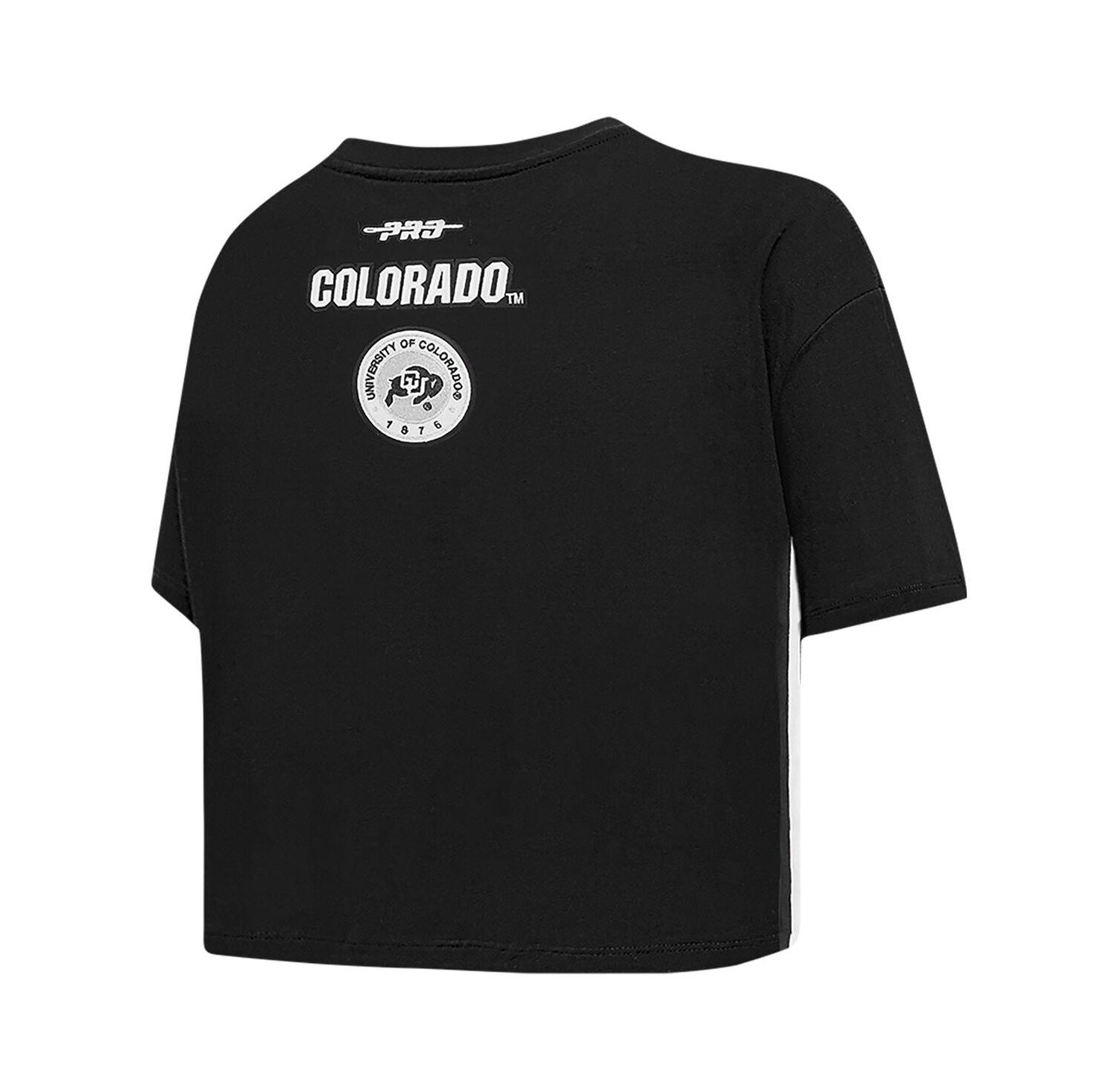 Women's Black Colorado Buffaloes Rhinestone Boxy Cropped T-Shirt