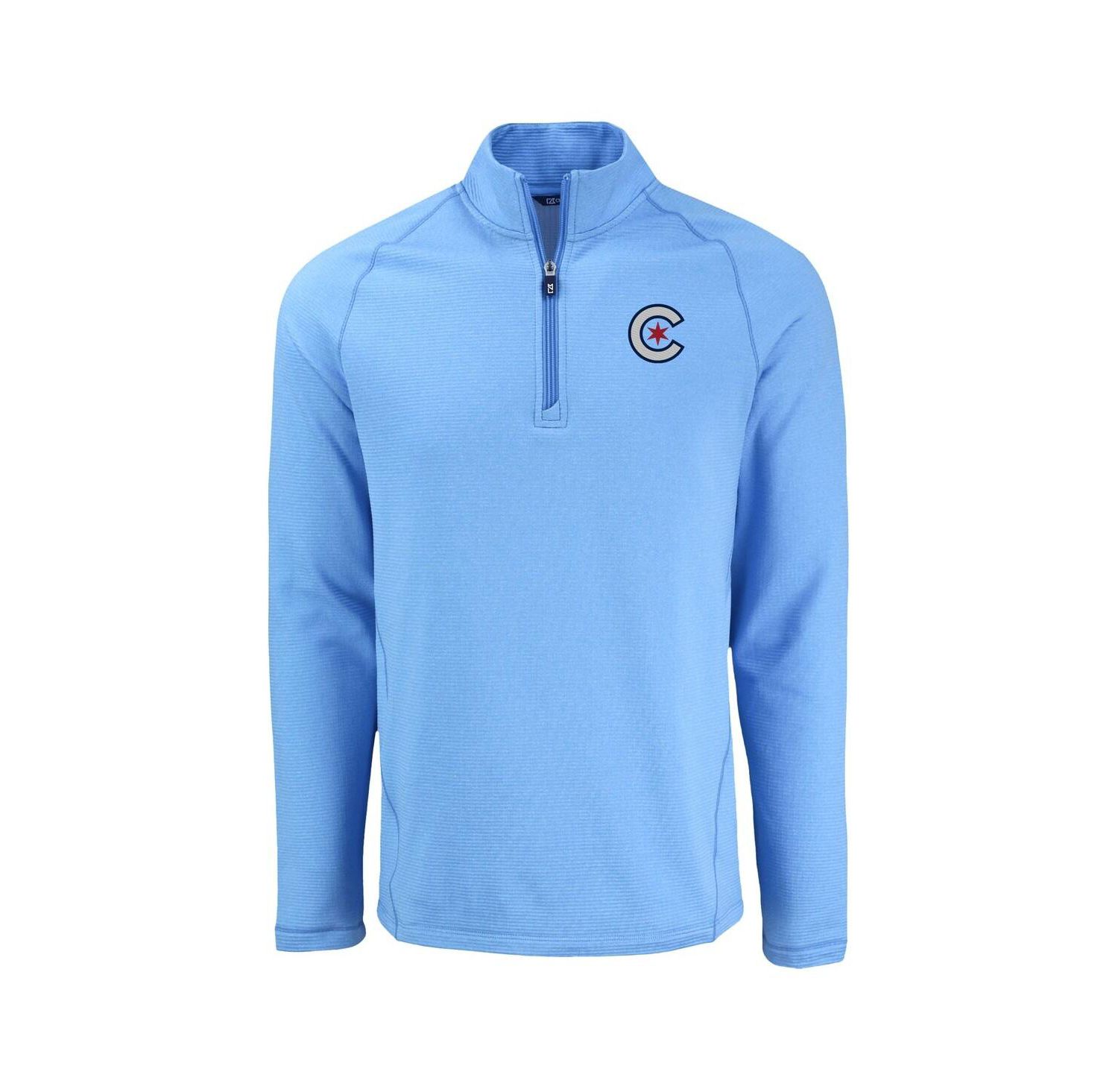 Men's Heather Light Blue Chicago Cubs Peshastin Eco Fleece Raglan Quarter-Zip