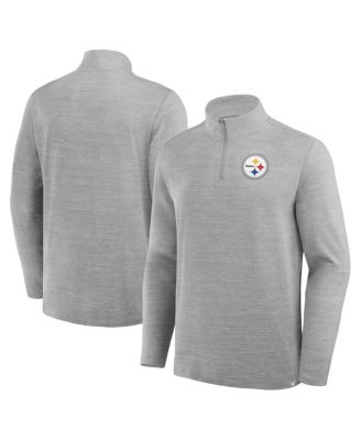 Men's Heather Gray Pittsburgh Steelers Clutch Quarter-Zip Pullover Sweatshirt