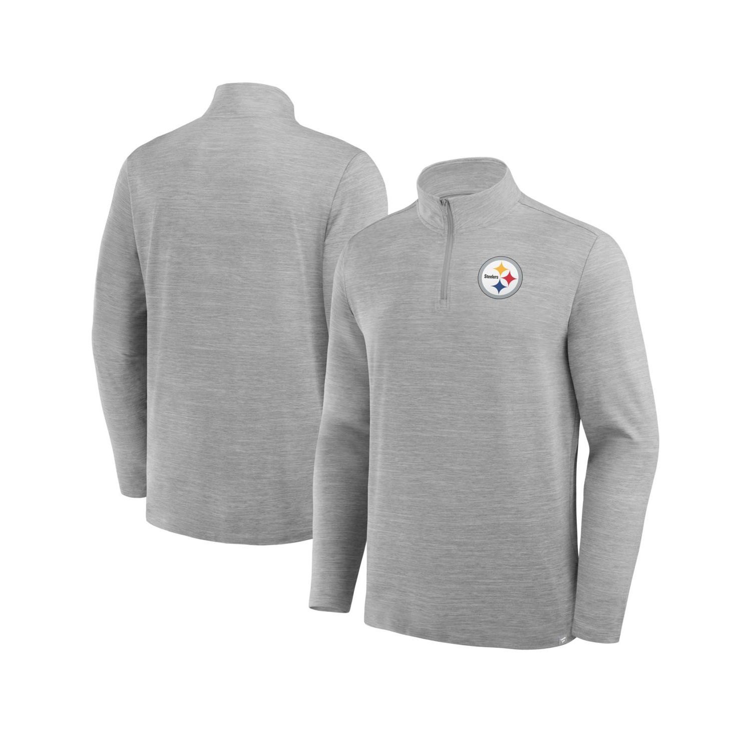 Men's Heather Gray Pittsburgh Steelers Clutch Quarter-Zip Pullover Sweatshirt