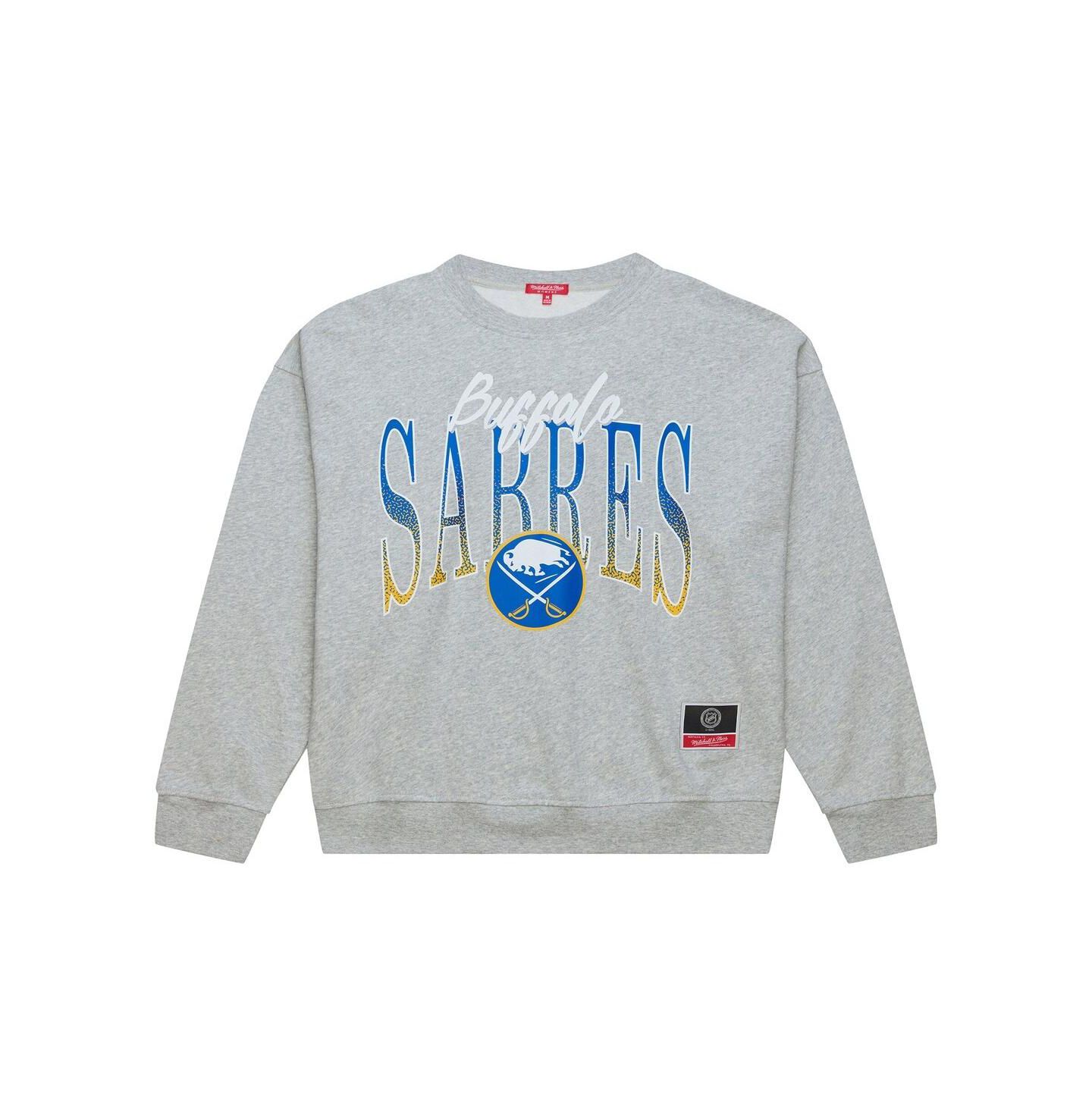 Женская толстовка Mitchell & Ness Heather Gray Buffalo Sabres Hockey Night Sweatshirt — фото 1