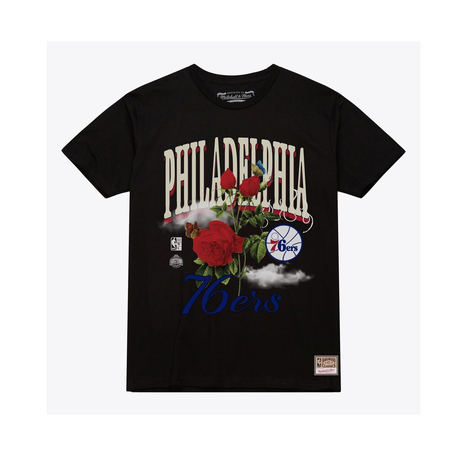 Men's and Women's Black Philadelphia 76ers Floral Graphic T-Shirt