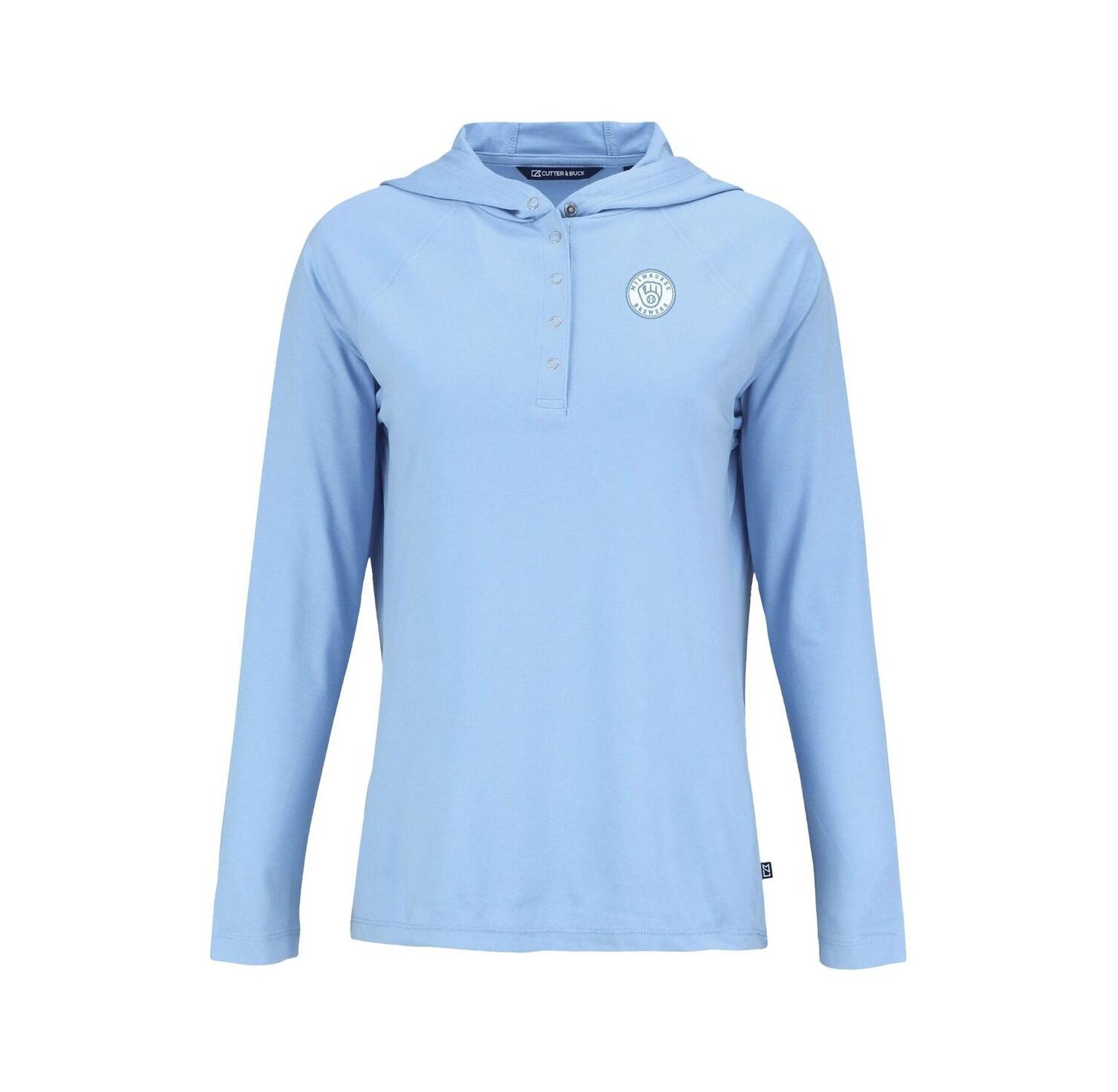 Women's Powder Blue Milwaukee Brewers Coastline Epic Comfort Eco Long Sleeve Hoodie T-Shirt