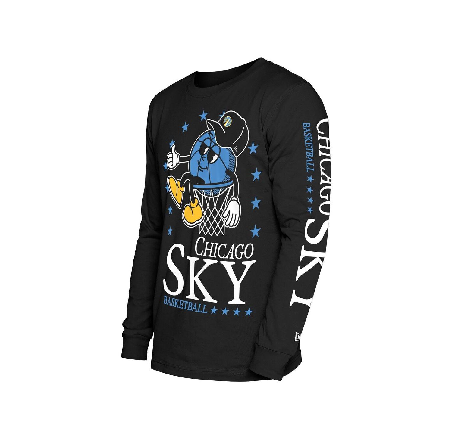 Men's Black Chicago Sky Old School Sport Long Sleeve T-Shirt