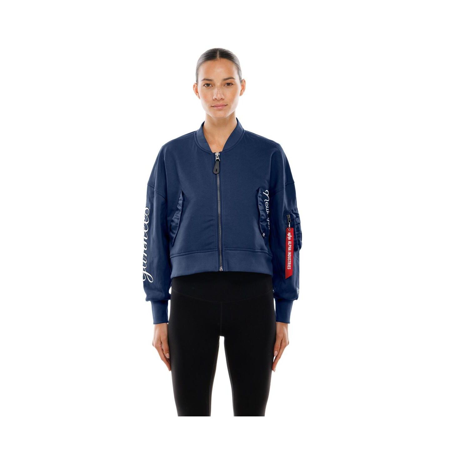 Женская куртка New Era X Alpha Industries Navy New York Yankees Cropped Full-Zip — фото 1