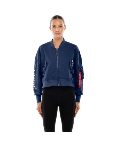 Женские куртки New Era X Alpha Industries Women's Navy New York Yankees Cropped Full-Zip Jacket