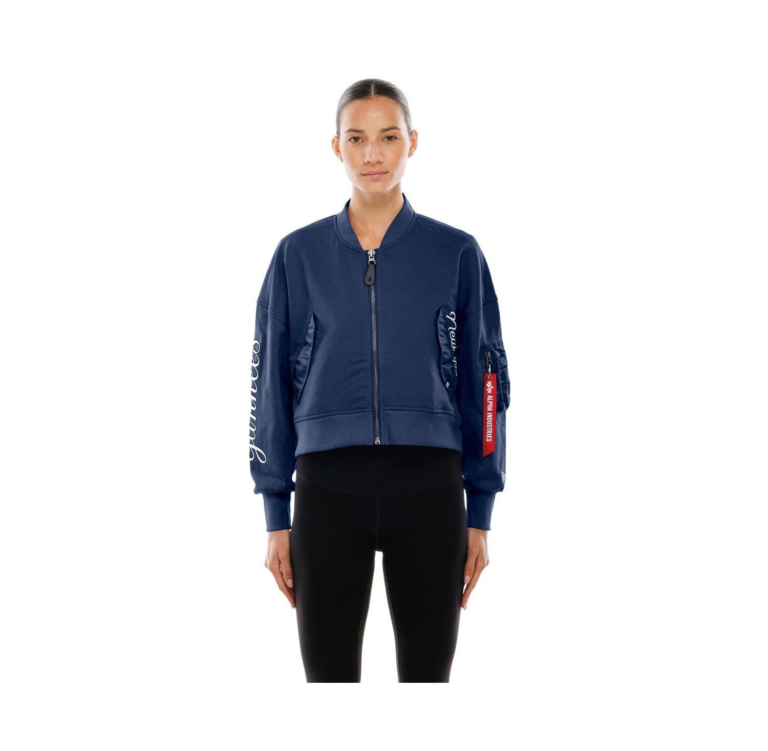 X Alpha Industries Women's Navy New York Yankees Cropped Full-Zip Jacket