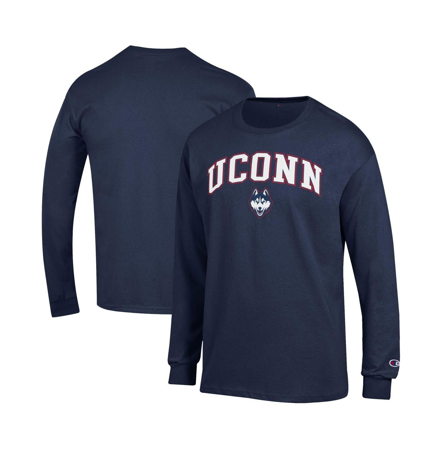 Мужская футболка Champion Navy UConn Huskies Arch Over Logo Long Sleeve — фото 1