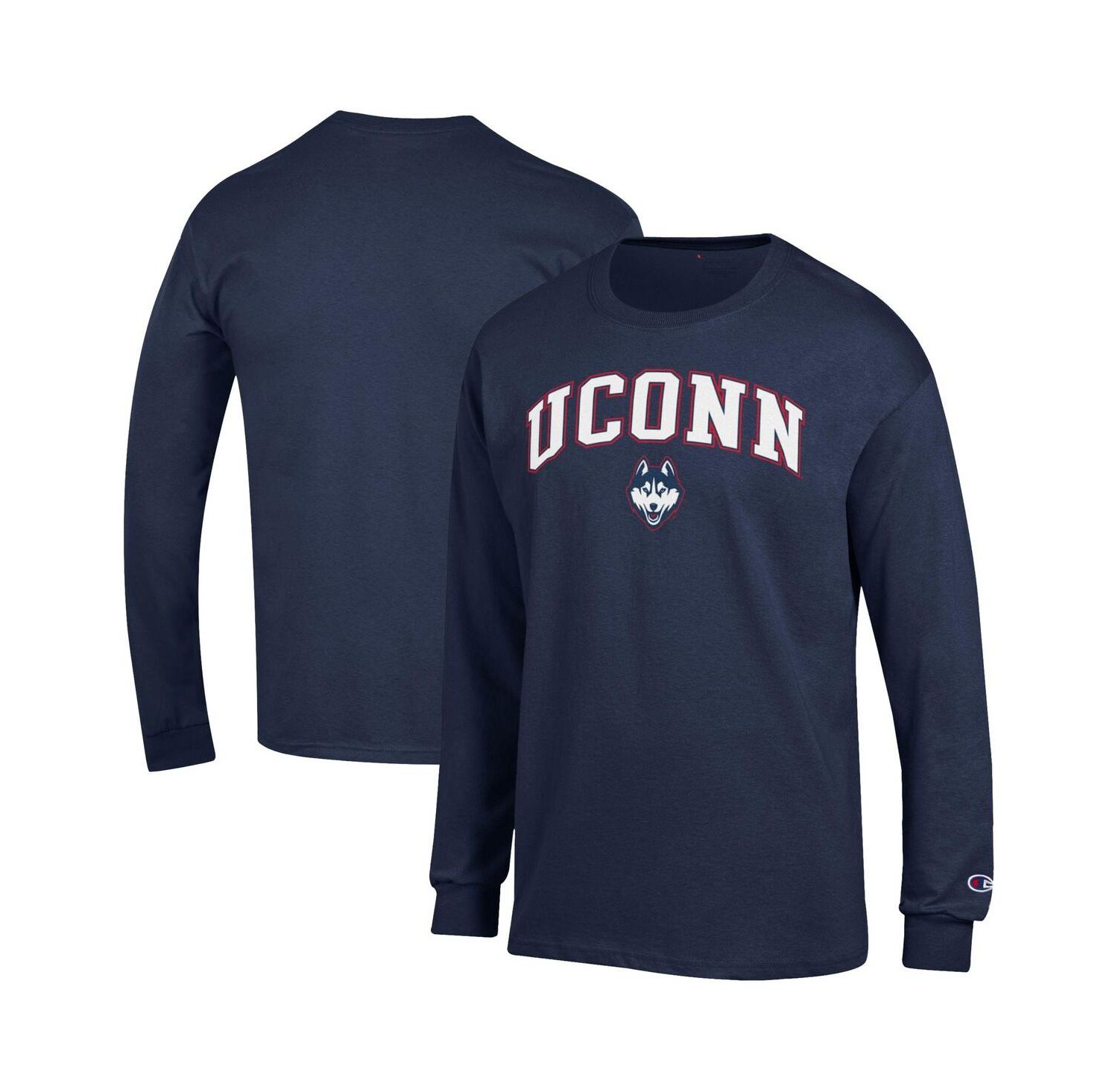 Men's Navy UConn Huskies Arch Over Logo Long Sleeve T-Shirt