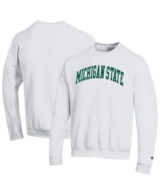 Men's White Michigan State Spartans Basic Arch Fleece Pullover Sweatshirt