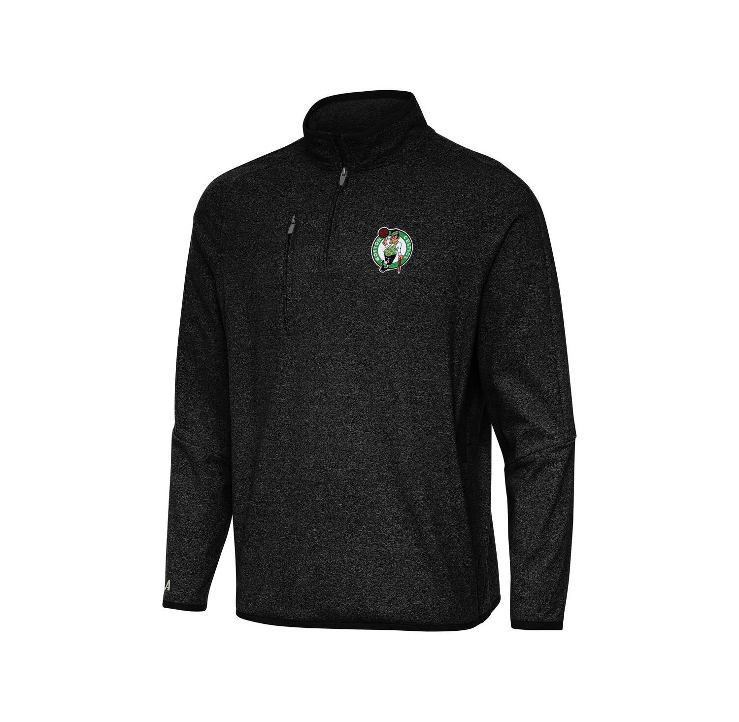 Men's Heather Black Boston Celtics Certain Quarter-Zip Tri-Blend Sweatshirt