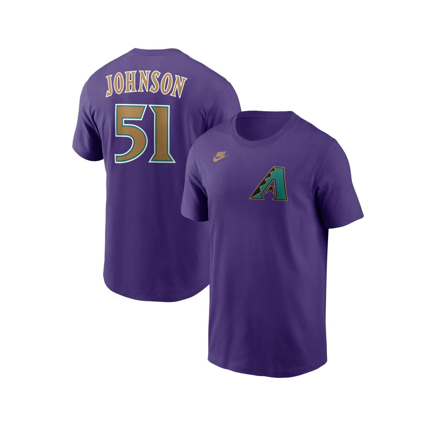 Men's Randy Johnson Purple Arizona Diamondbacks Cooperstown Collection Name & Number T-Shirt