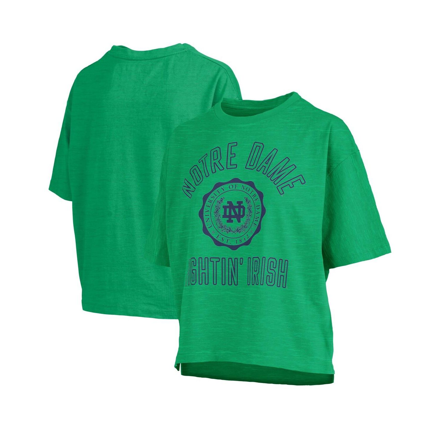 Women's Kelly Green Notre Dame Fighting Irish Motley Crew Bishop Waist Length Oversized Slub T-Shirt